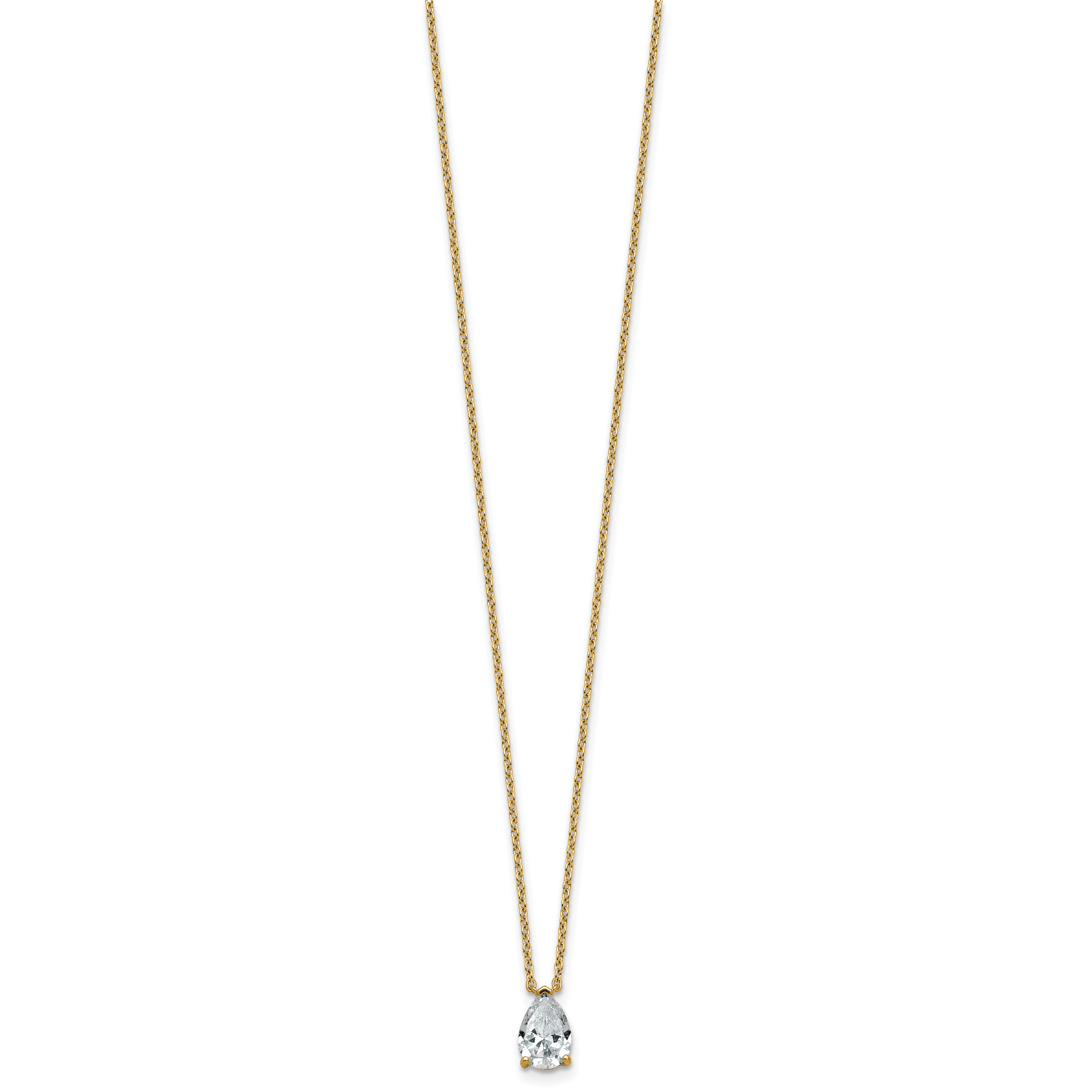 14k 1 carat Certified Lab Grown Diamond VS+ F+ Pear Complete 18 inch Four Prong Pendant Necklace Secondary image
