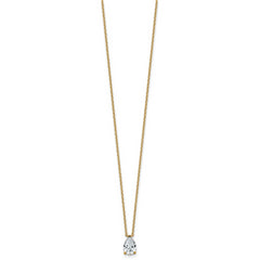 14k 1 carat Lab Grown Diamond VS+ F+ Pear Complete 18 inch Four Prong Pendant Necklace