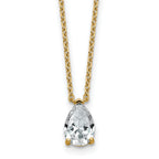 14k 1 carat Lab Grown Diamond VS+ F+ Pear Complete 18 inch Four Prong Pendant Necklace