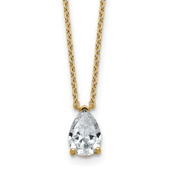 14k 1 carat Lab Grown Diamond VS+ F+ Pear Complete 18 inch Four Prong Pendant Necklace
