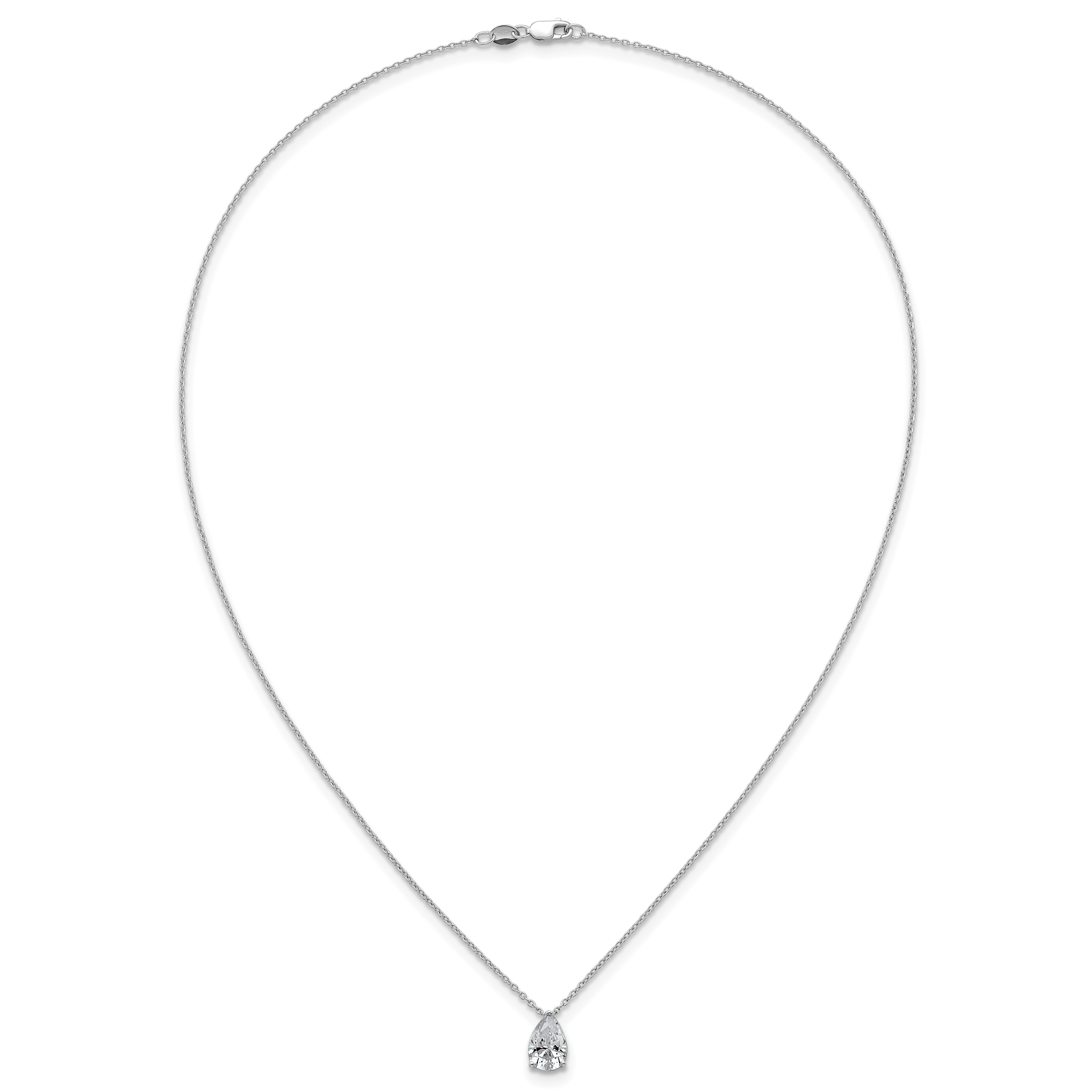 14k White Gold 1 1/2 carat Lab Grown Diamond VS+ F+ Pear Complete 18 inch Four Prong Pendant Necklace