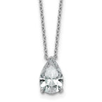 14k White Gold 1 1/2 carat Lab Grown Diamond VS+ F+ Pear Complete 18 inch Four Prong Pendant Necklace