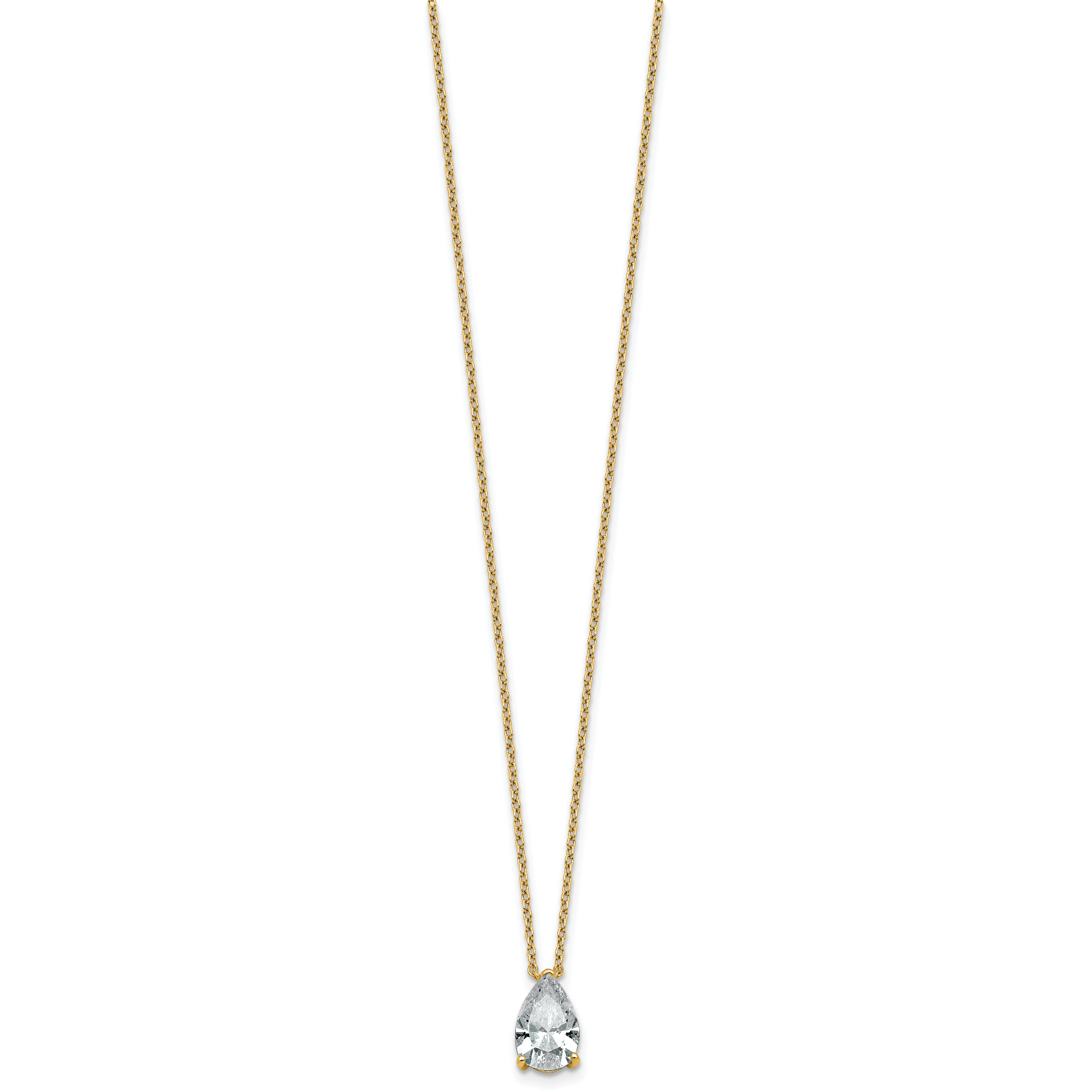 14k 1 1/2 carat Lab Grown Diamond VS+ F+ Pear Complete 18 inch Four Prong Pendant Necklace Secondary image