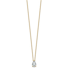 14k 1 1/2 carat Certified Lab Grown Diamond VS+ F+ Pear Complete 18 inch Four Prong Pendant Necklace