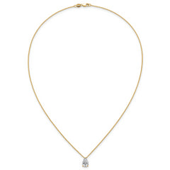 14k 1 1/2 carat Certified Lab Grown Diamond VS+ F+ Pear Complete 18 inch Four Prong Pendant Necklace