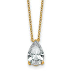 14k 1 1/2 carat Certified Lab Grown Diamond VS+ F+ Pear Complete 18 inch Four Prong Pendant Necklace