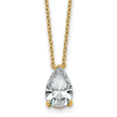 14k 1 1/2 carat Certified Lab Grown Diamond VS+ F+ Pear Complete 18 inch Four Prong Pendant Necklace