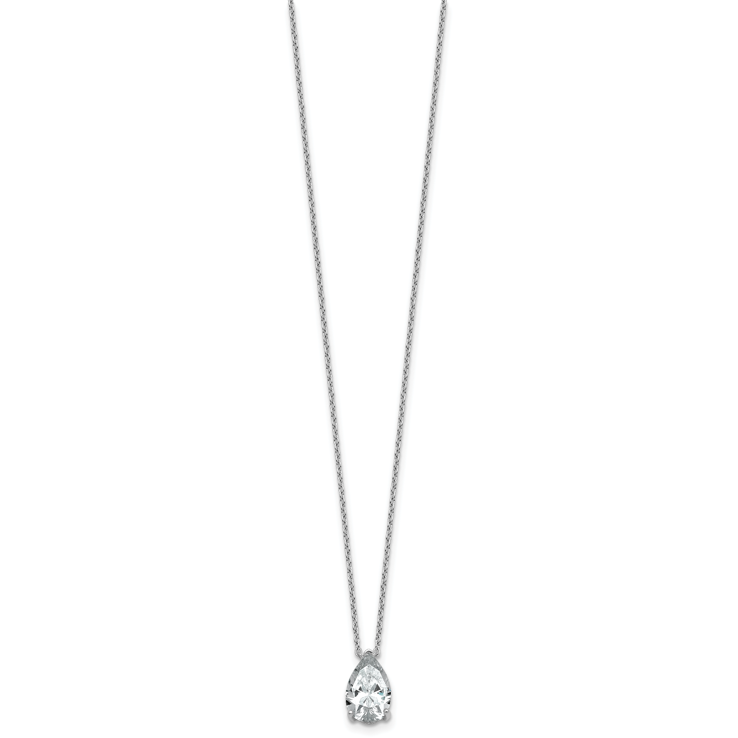 14k White Gold 2 carat Certified Lab Grown Diamond VS+ F+ Pear Complete 18 inch Four Prong Pendant Necklace Secondary image