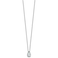 14k White Gold 2 carat Certified Lab Grown Diamond VS+ F+ Pear Complete 18 inch Four Prong Pendant Necklace