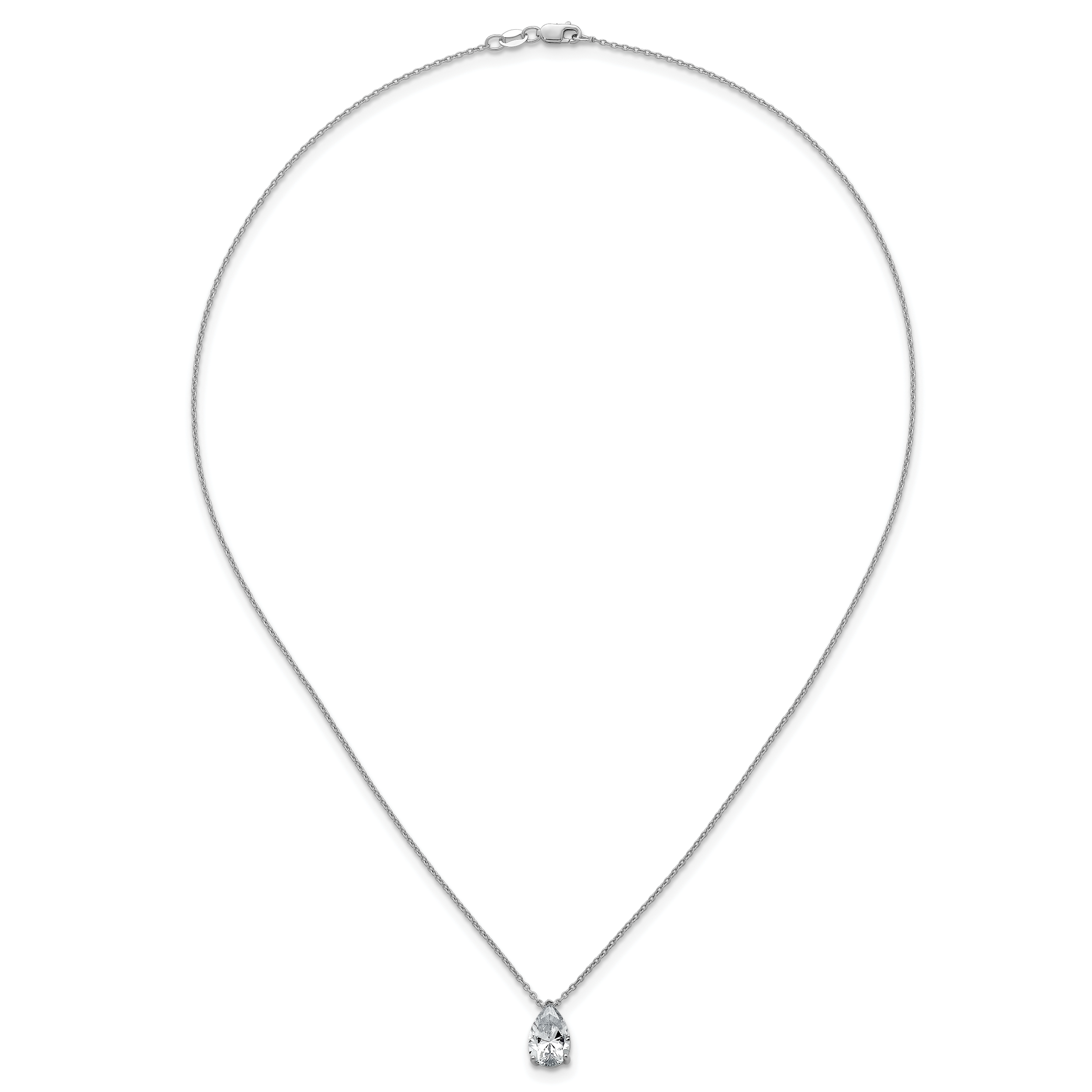 14k White Gold 2 carat Lab Grown Diamond VS+ F+ Pear Complete 18 inch Four Prong Pendant Necklace