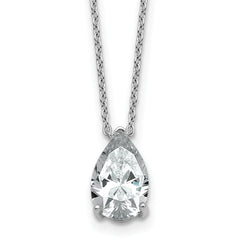 14k White Gold 2 carat Certified Lab Grown Diamond VS+ F+ Pear Complete 18 inch Four Prong Pendant Necklace