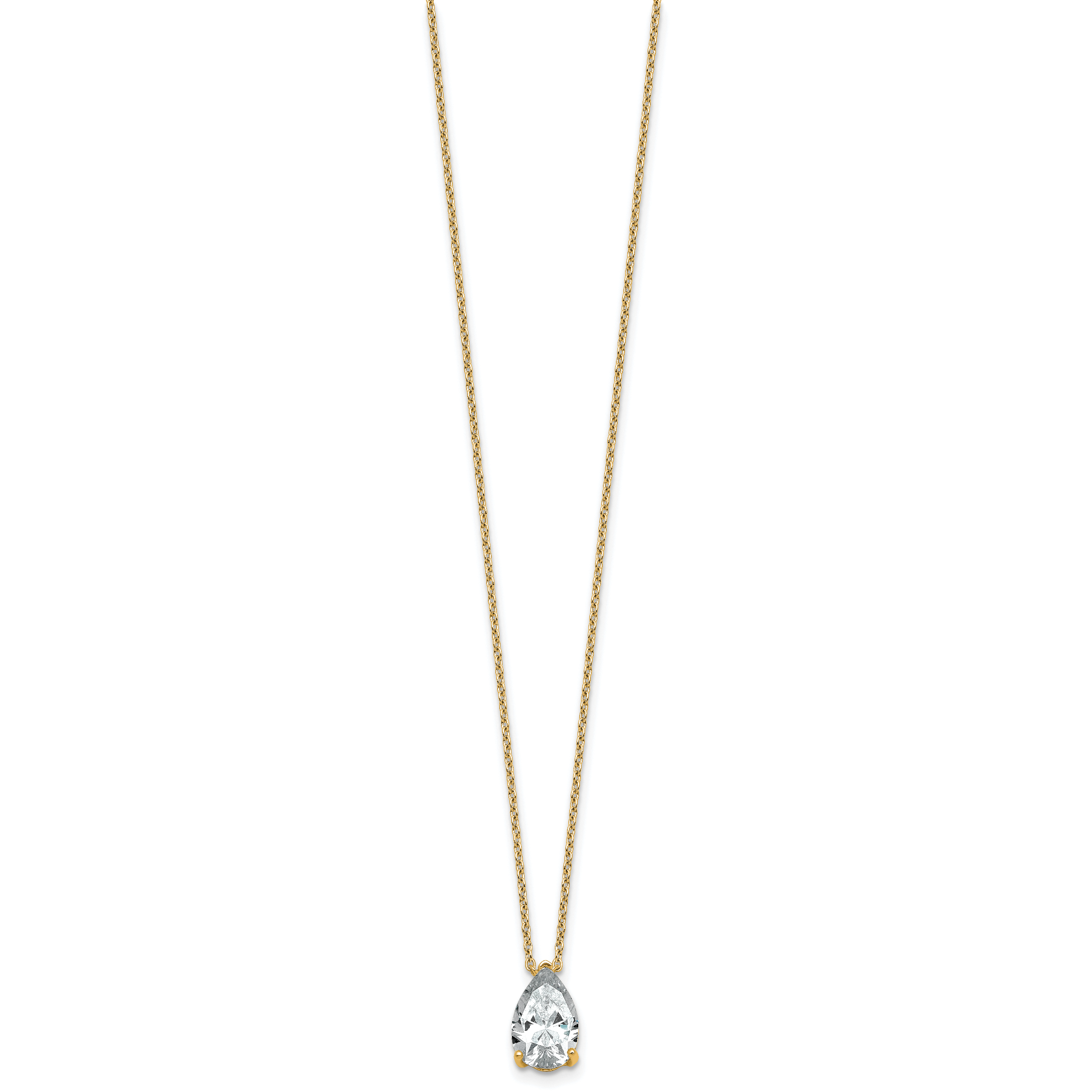 14k 2 carat Lab Grown Diamond VS+ F+ Pear Complete 18 inch Four Prong Pendant Necklace Secondary image