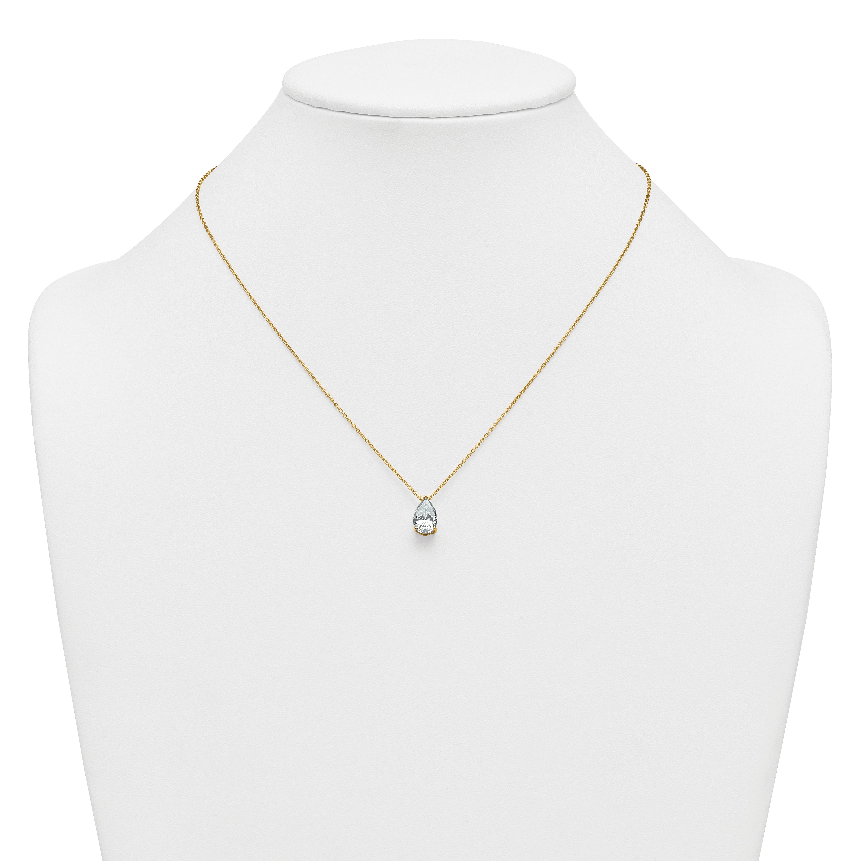 14k 2 carat Certified Lab Grown Diamond VS+ F+ Pear Complete 18 inch Four Prong Pendant Necklace