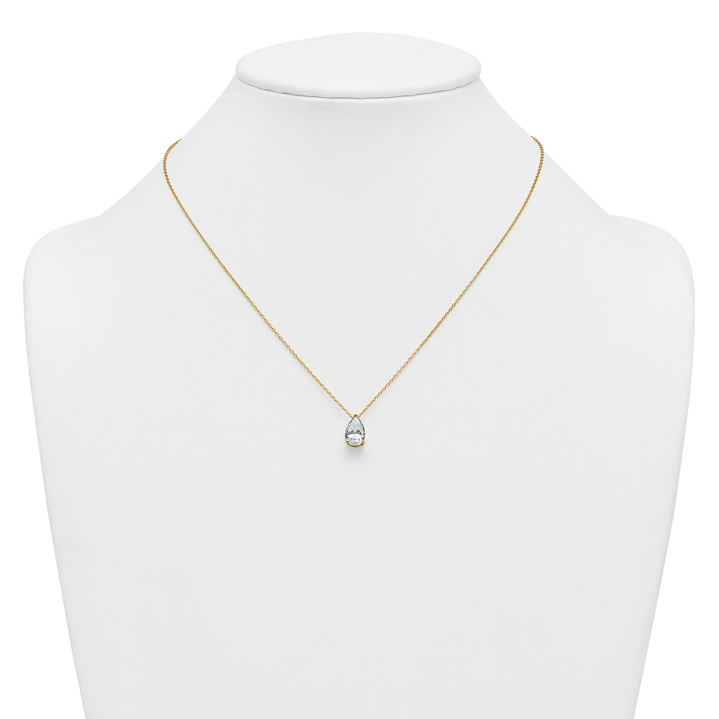 14k 2 carat Certified Lab Grown Diamond VS+ F+ Pear Complete 18 inch Four Prong Pendant Necklace
