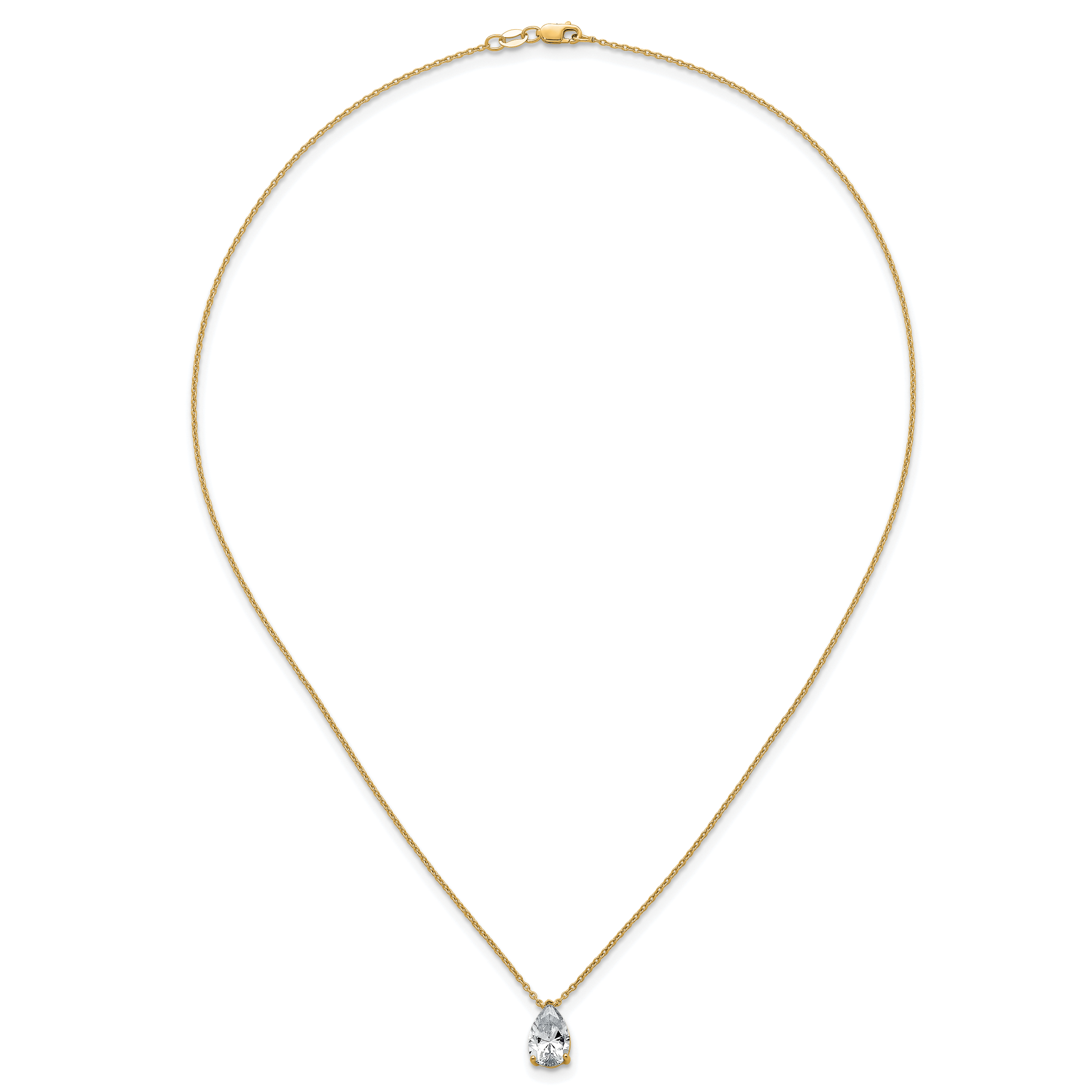 14k 2 carat Certified Lab Grown Diamond VS+ F+ Pear Complete 18 inch Four Prong Pendant Necklace