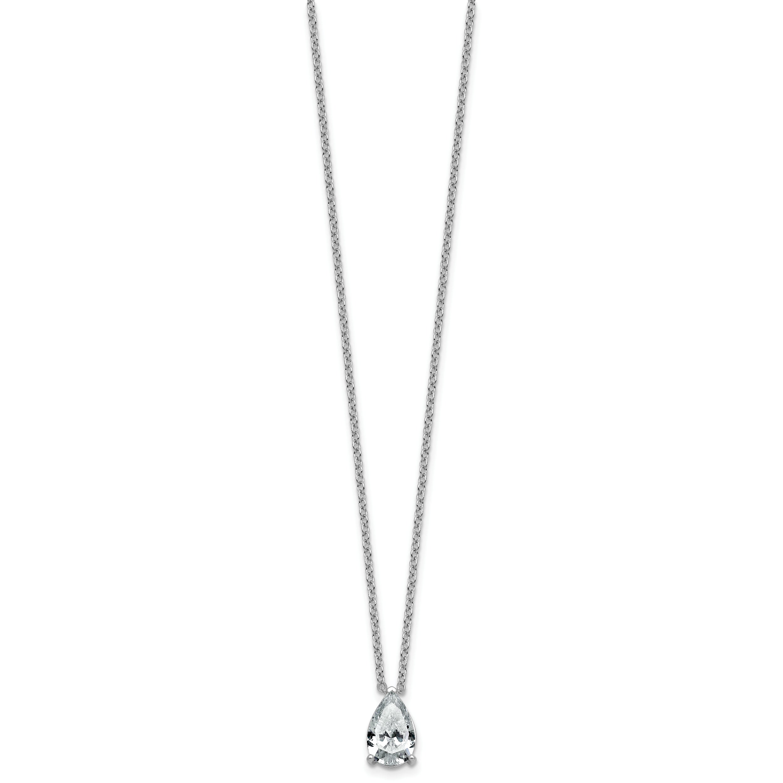 14k White Gold 2 1/2 carat Certified Lab Grown Diamond VS+ F+ Pear Complete 18 inch Four Prong Pendant Necklace