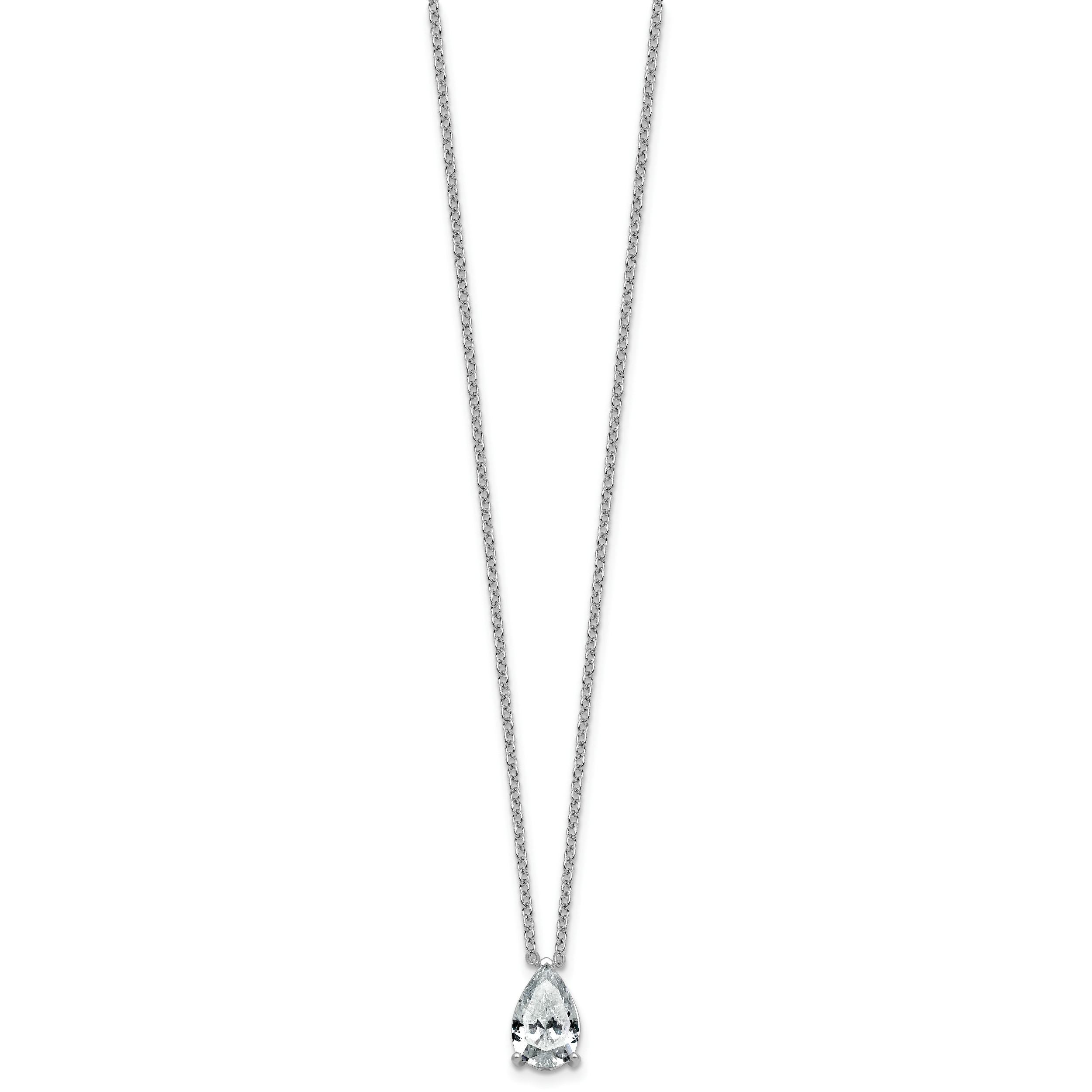 14k White Gold 2 1/2 carat Lab Grown Diamond VS+ F+ Pear Complete 18 inch Four Prong Pendant Necklace