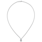 14k White Gold 2 1/2 carat Lab Grown Diamond VS+ F+ Pear Complete 18 inch Four Prong Pendant Necklace