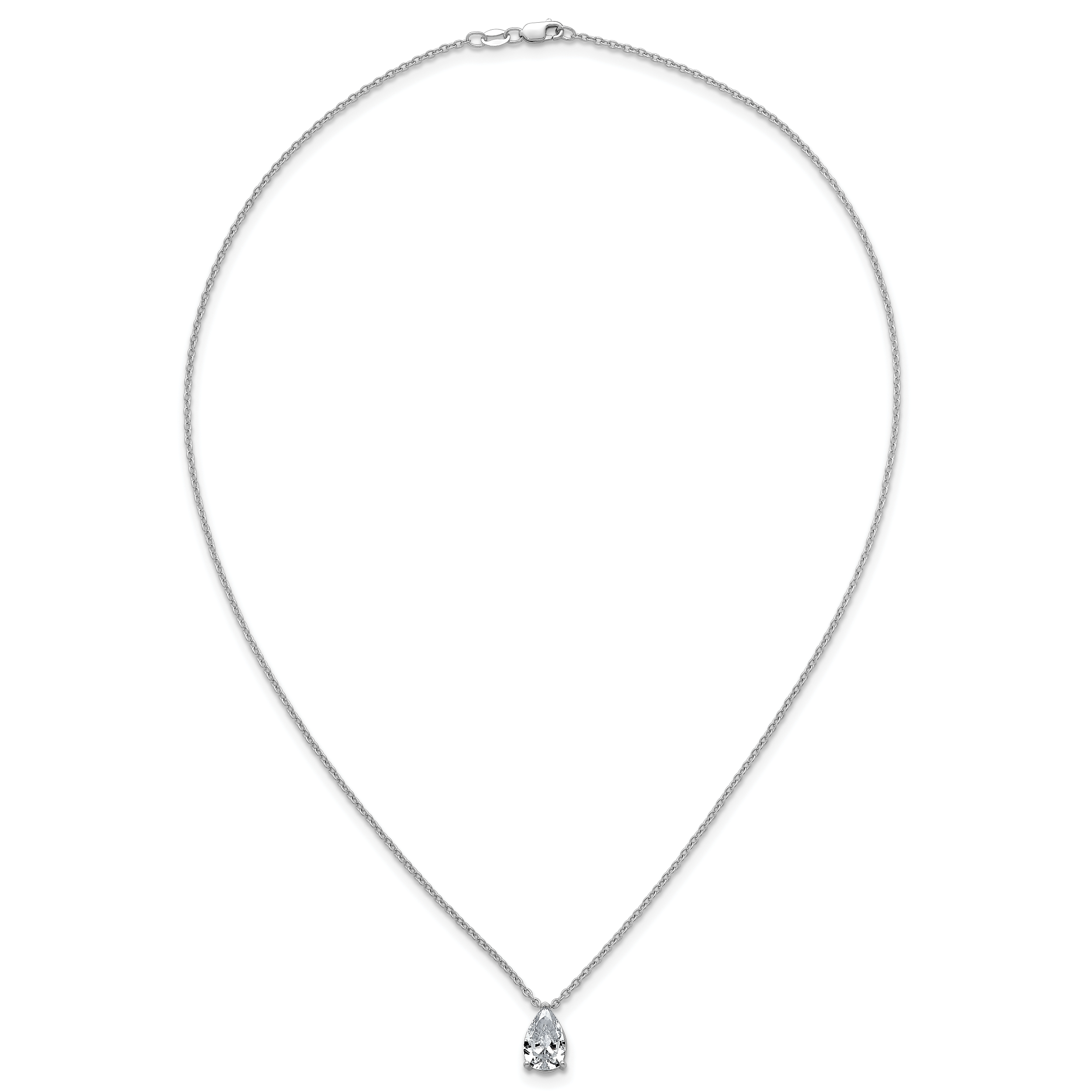 14k White Gold 2 1/2 carat Lab Grown Diamond VS+ F+ Pear Complete 18 inch Four Prong Pendant Necklace
