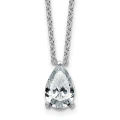 14k White Gold 2 1/2 carat Certified Lab Grown Diamond VS+ F+ Pear Complete 18 inch Four Prong Pendant Necklace