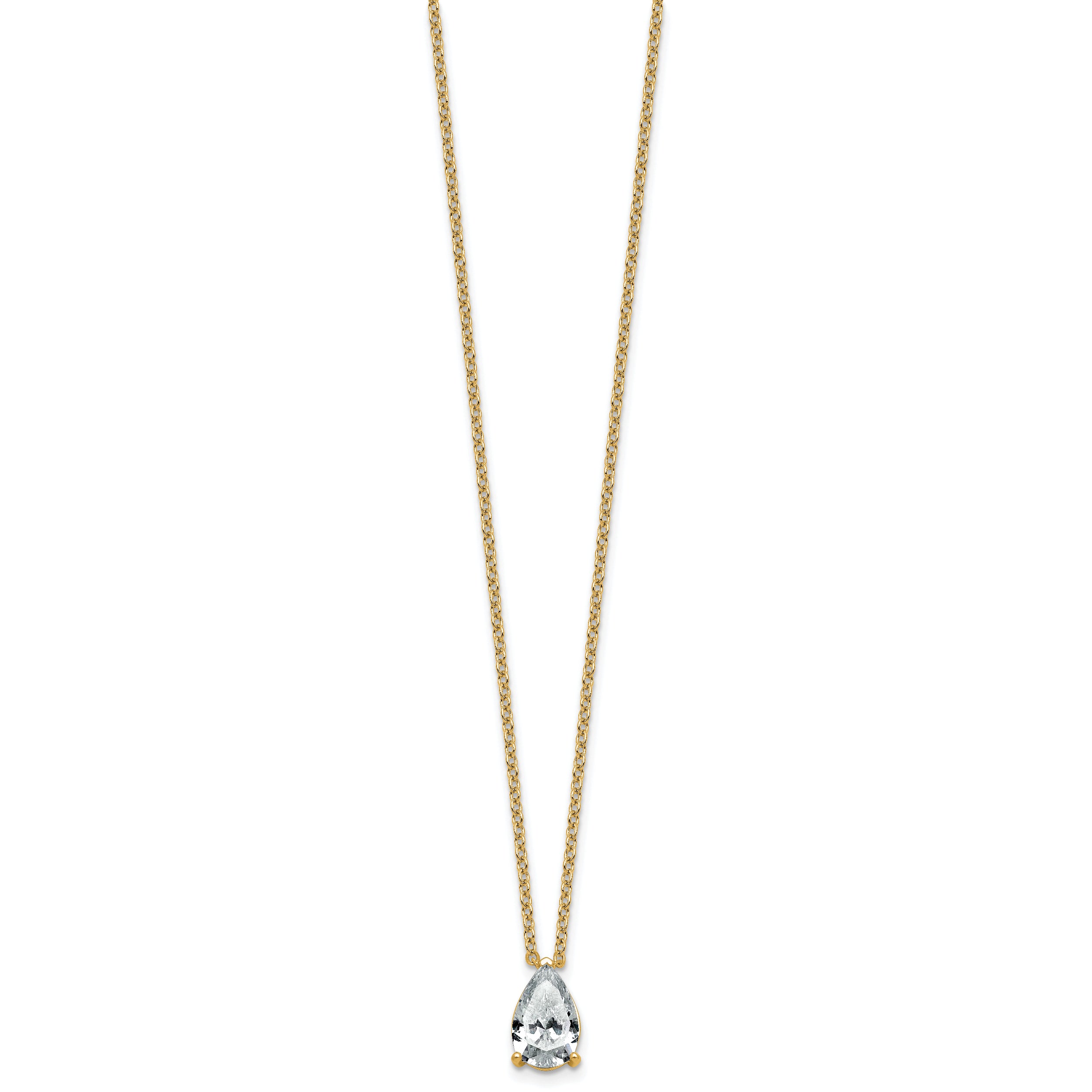 14k 2 1/2 carat Lab Grown Diamond VS+ F+ Pear Complete 18 inch Four Prong Pendant Necklace