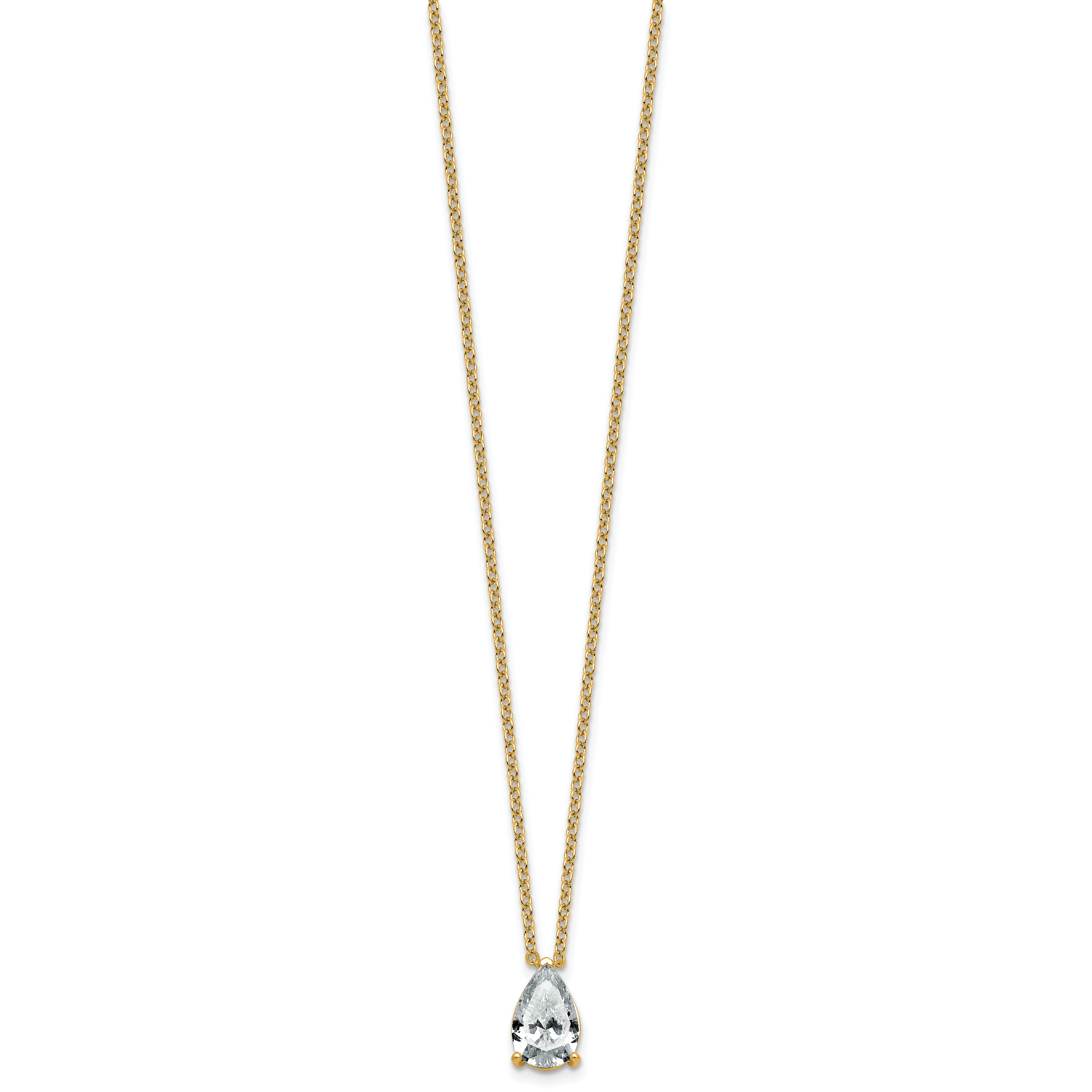 14k 2 1/2 carat Lab Grown Diamond VS+ F+ Pear Complete 18 inch Four Prong Pendant Necklace Secondary image