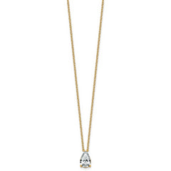 14k 2 1/2 carat Lab Grown Diamond VS+ F+ Pear Complete 18 inch Four Prong Pendant Necklace