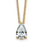 14k 2 1/2 carat Lab Grown Diamond VS+ F+ Pear Complete 18 inch Four Prong Pendant Necklace
