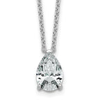 14k White Gold 3 carat Lab Grown Diamond VS+ F+ Pear Complete 18 inch Four Prong Pendant Necklace