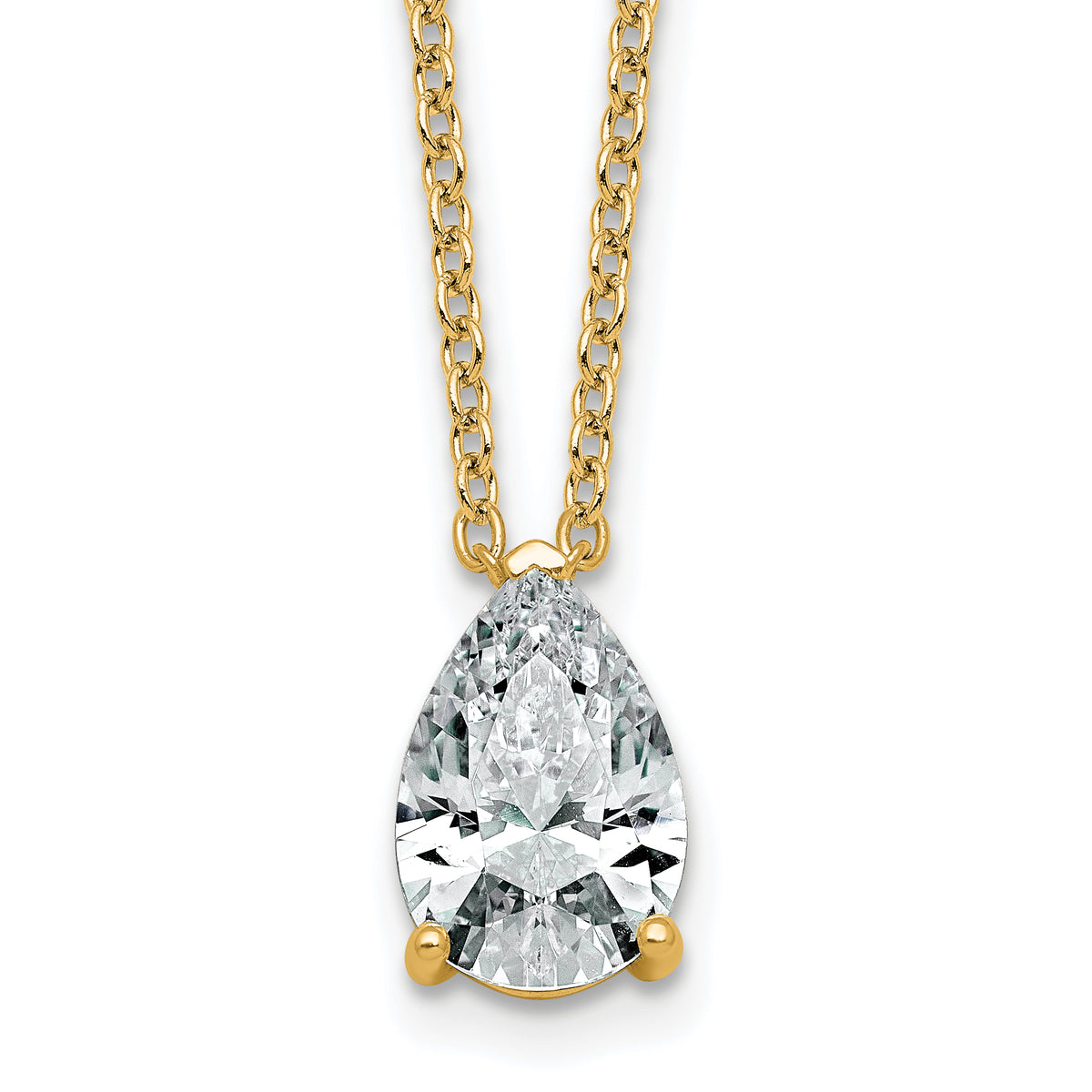 14k 3 carat Certified Lab Grown Diamond VS+ F+ Pear Complete 18 inch Four Prong Pendant Necklace