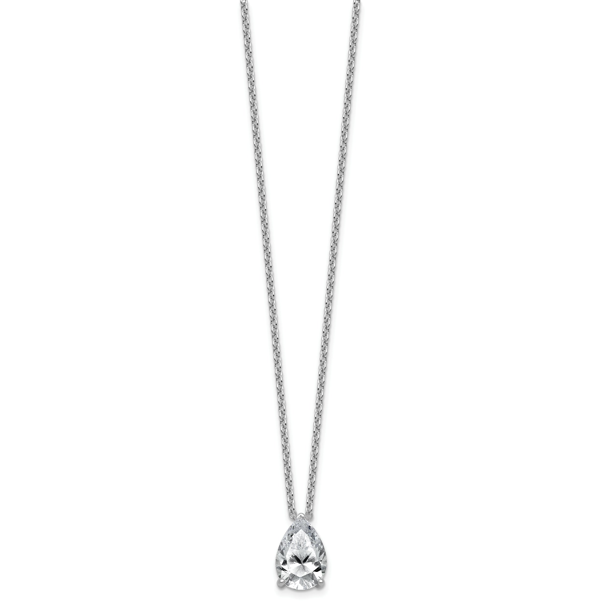 14k White Gold 3 1/2 carat Certified Lab Grown Diamond VS+ F+ Pear Complete 18 inch Four Prong Pendant Necklace