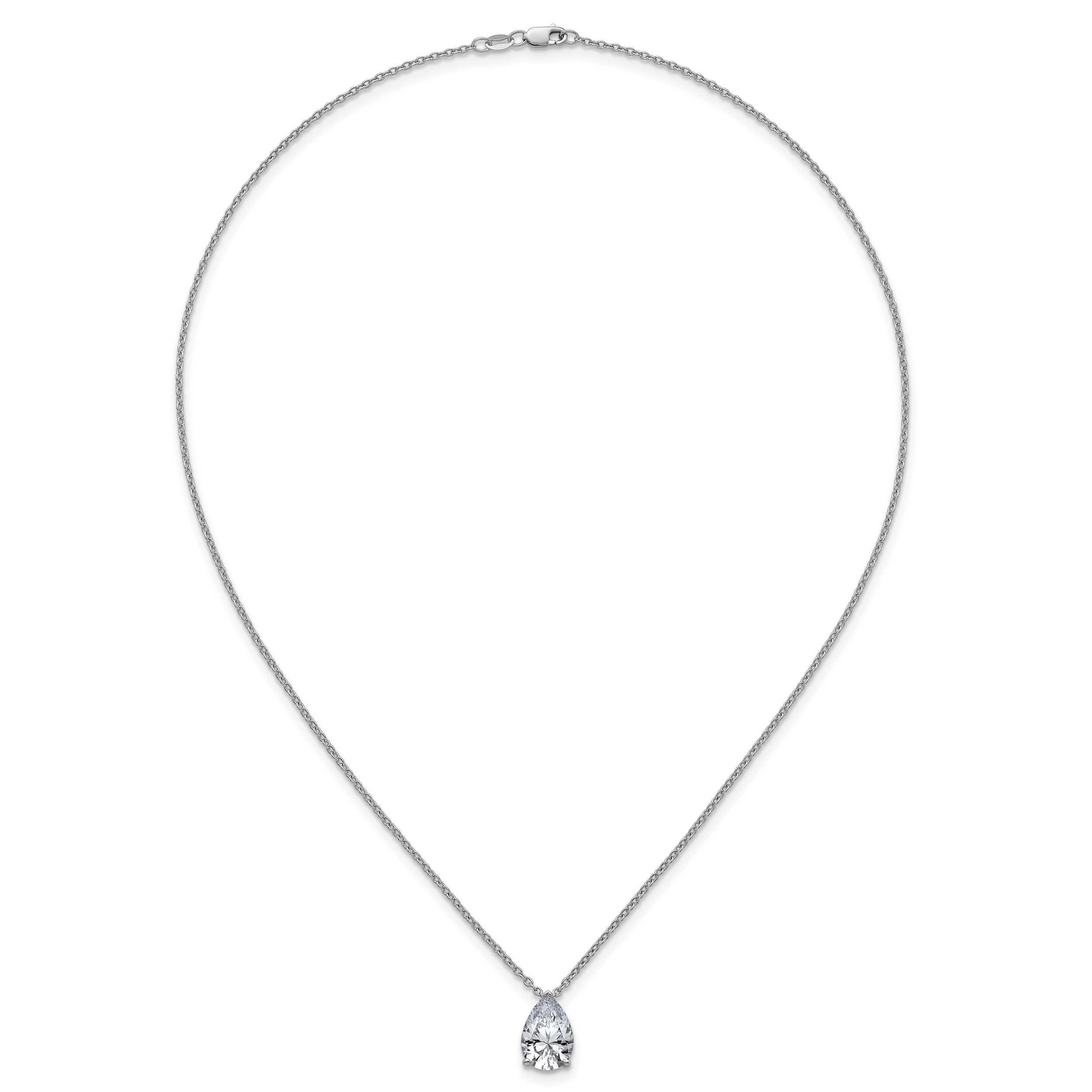 14k White Gold 3 1/2 carat Lab Grown Diamond VS+ F+ Pear Complete 18 inch Four Prong Pendant Necklace