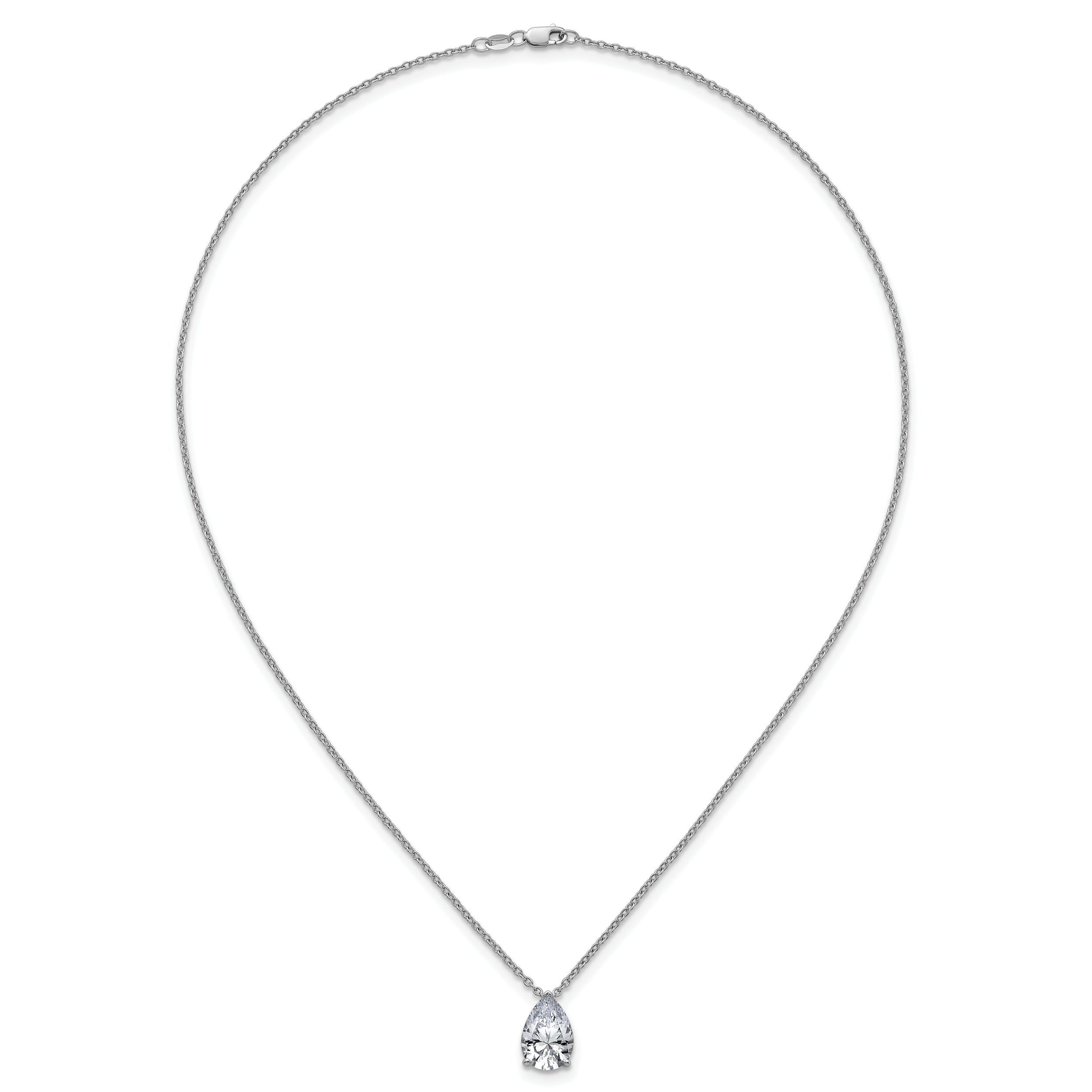 14k White Gold 3 1/2 carat Certified Lab Grown Diamond VS+ F+ Pear Complete 18 inch Four Prong Pendant Necklace