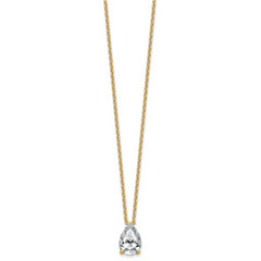 14k 3 1/2 carat Lab Grown Diamond VS+ F+ Pear Complete 18 inch Four Prong Pendant Necklace