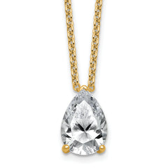 14k 3 1/2 carat Lab Grown Diamond VS+ F+ Pear Complete 18 inch Four Prong Pendant Necklace