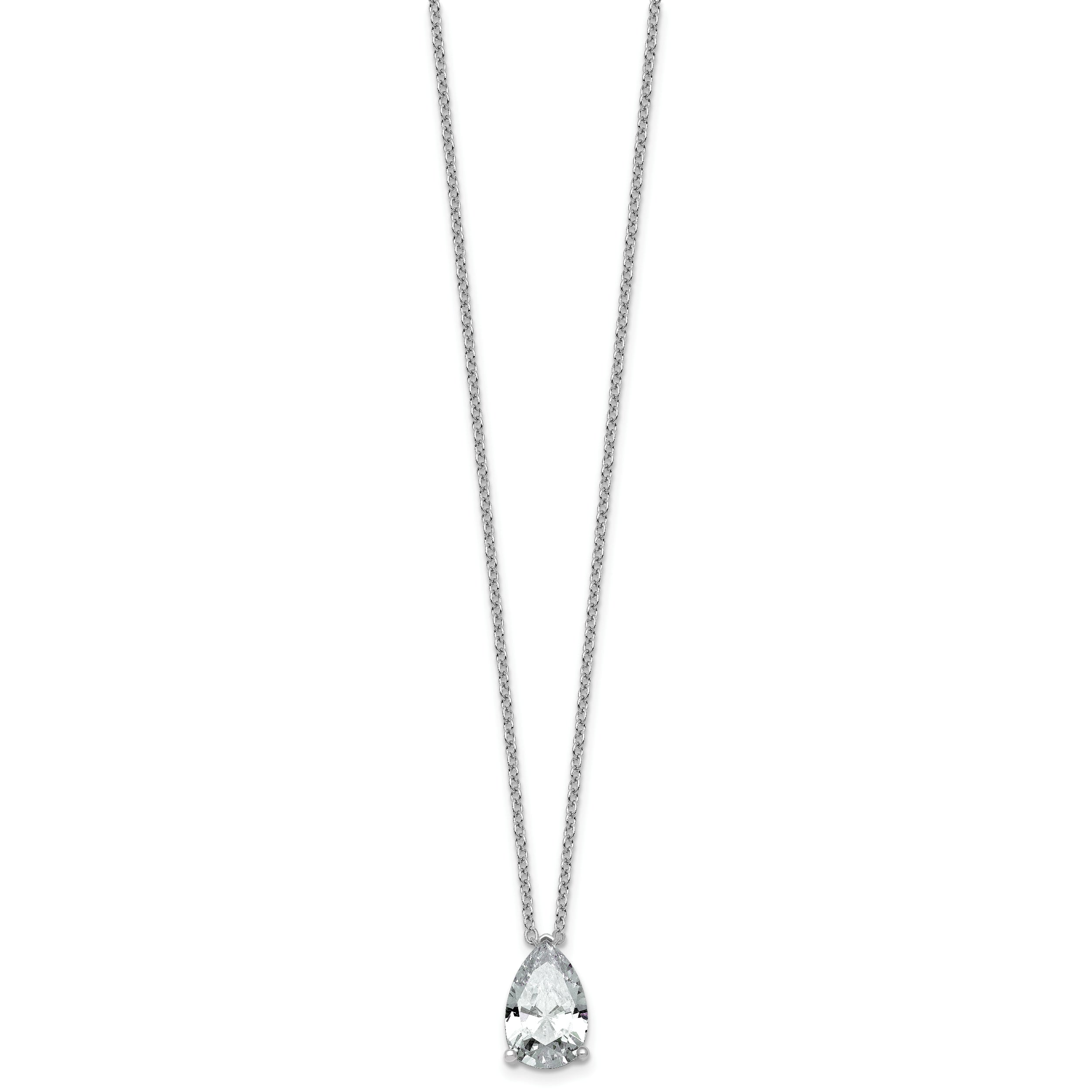 14k White Gold 4 carat Certified Lab Grown Diamond VS+ F+ Pear Complete 18 inch Four Prong Pendant Necklace