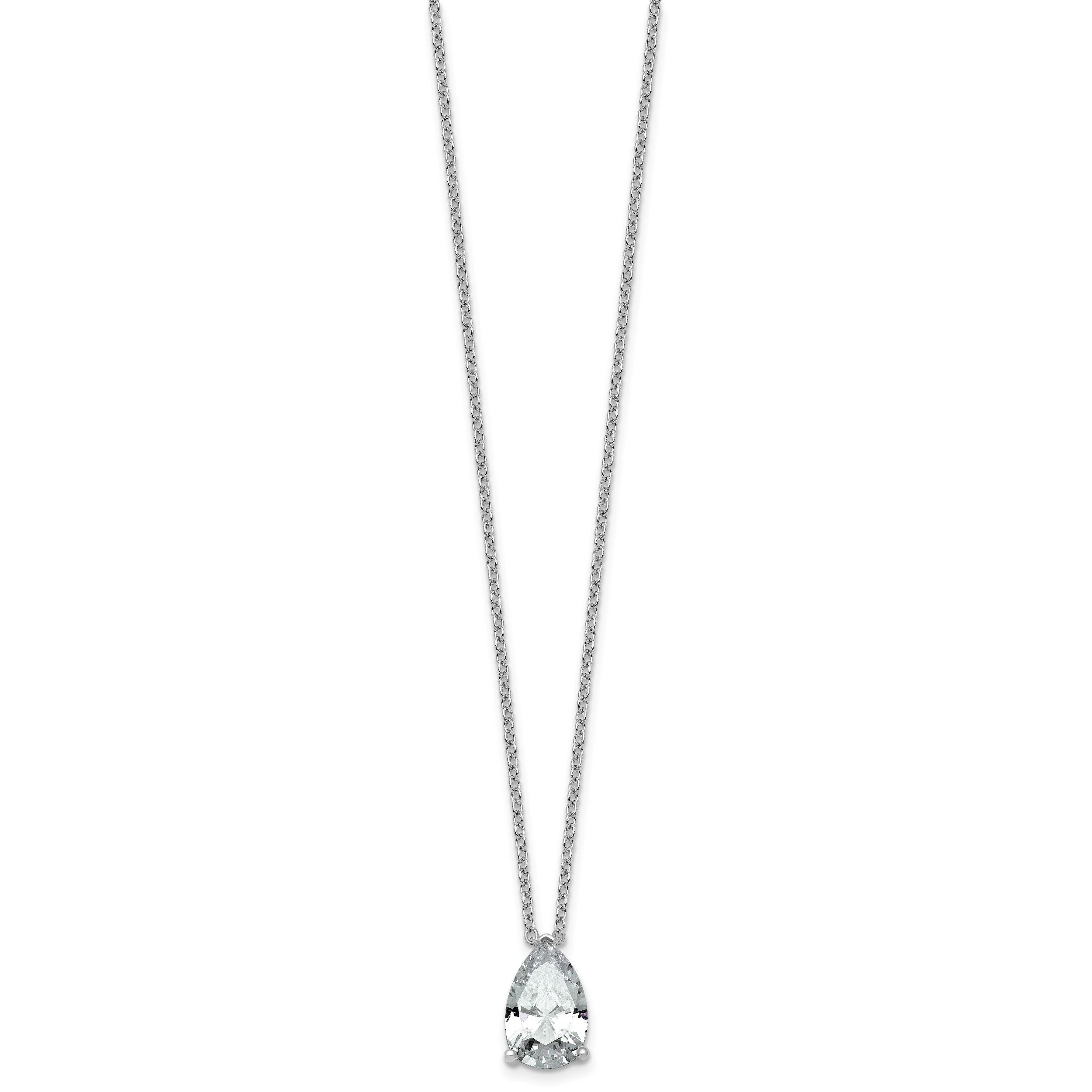 14k White Gold 4 carat Lab Grown Diamond VS+ F+ Pear Complete 18 inch Four Prong Pendant Necklace Secondary image