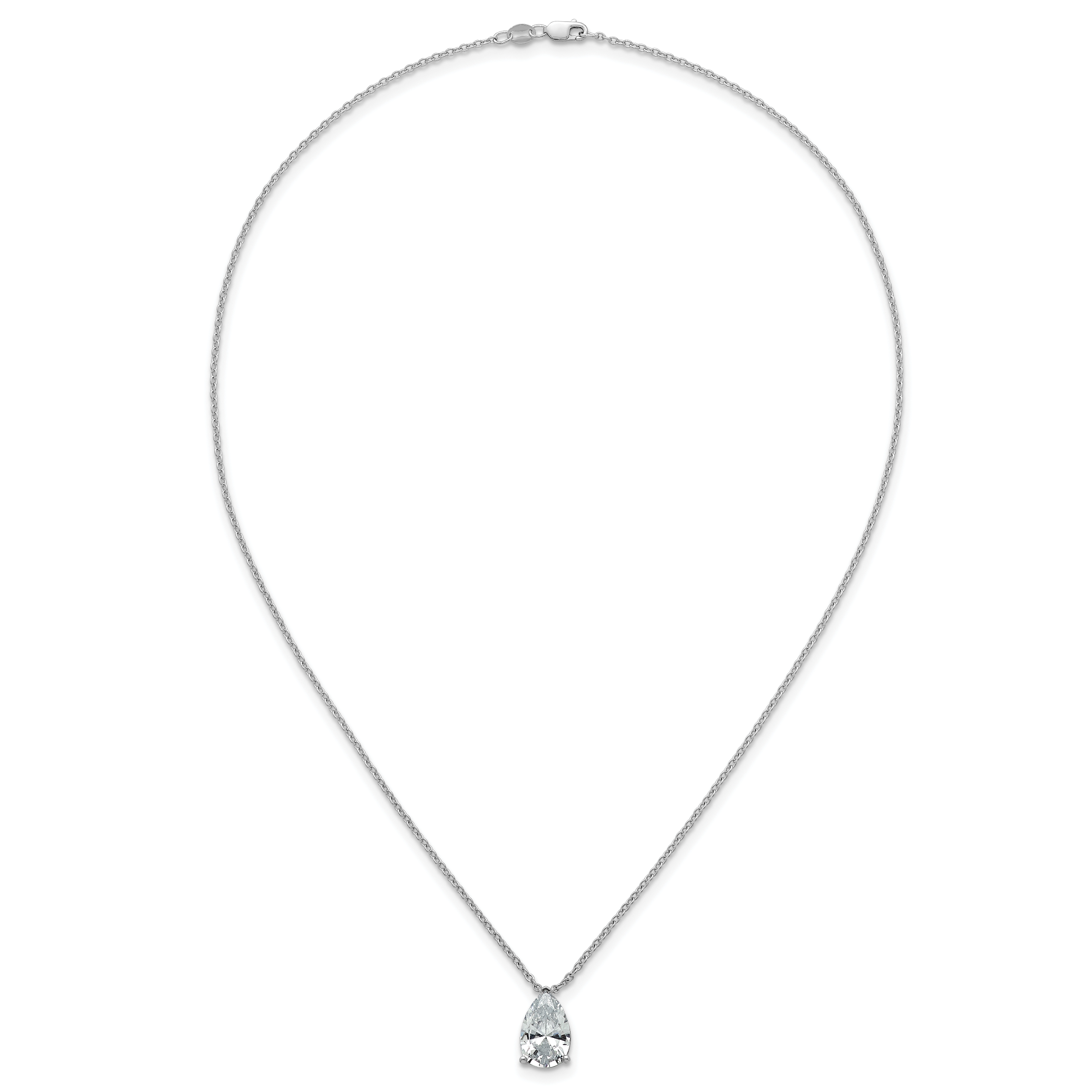 14k White Gold 4 carat Certified Lab Grown Diamond VS+ F+ Pear Complete 18 inch Four Prong Pendant Necklace