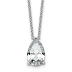 14k White Gold 4 carat Lab Grown Diamond VS+ F+ Pear Complete 18 inch Four Prong Pendant Necklace