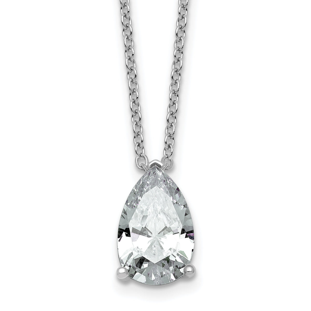 14k White Gold 4 carat Certified Lab Grown Diamond VS+ F+ Pear Complete 18 inch Four Prong Pendant Necklace