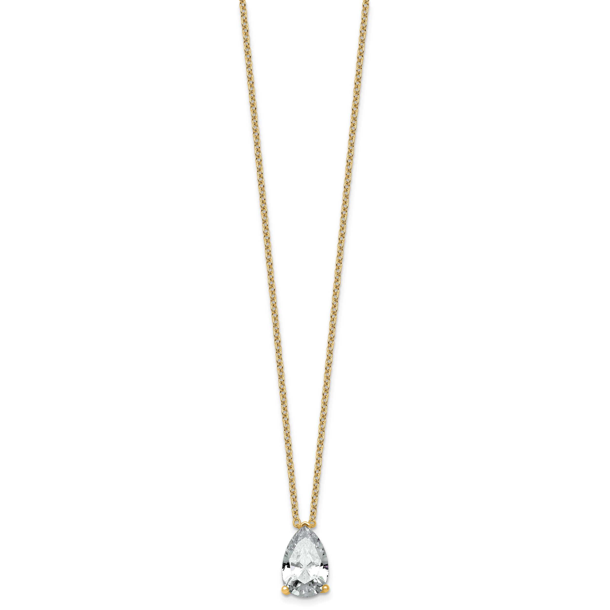 14k 4 carat Lab Grown Diamond VS+ F+ Pear Complete 18 inch Four Prong Pendant Necklace