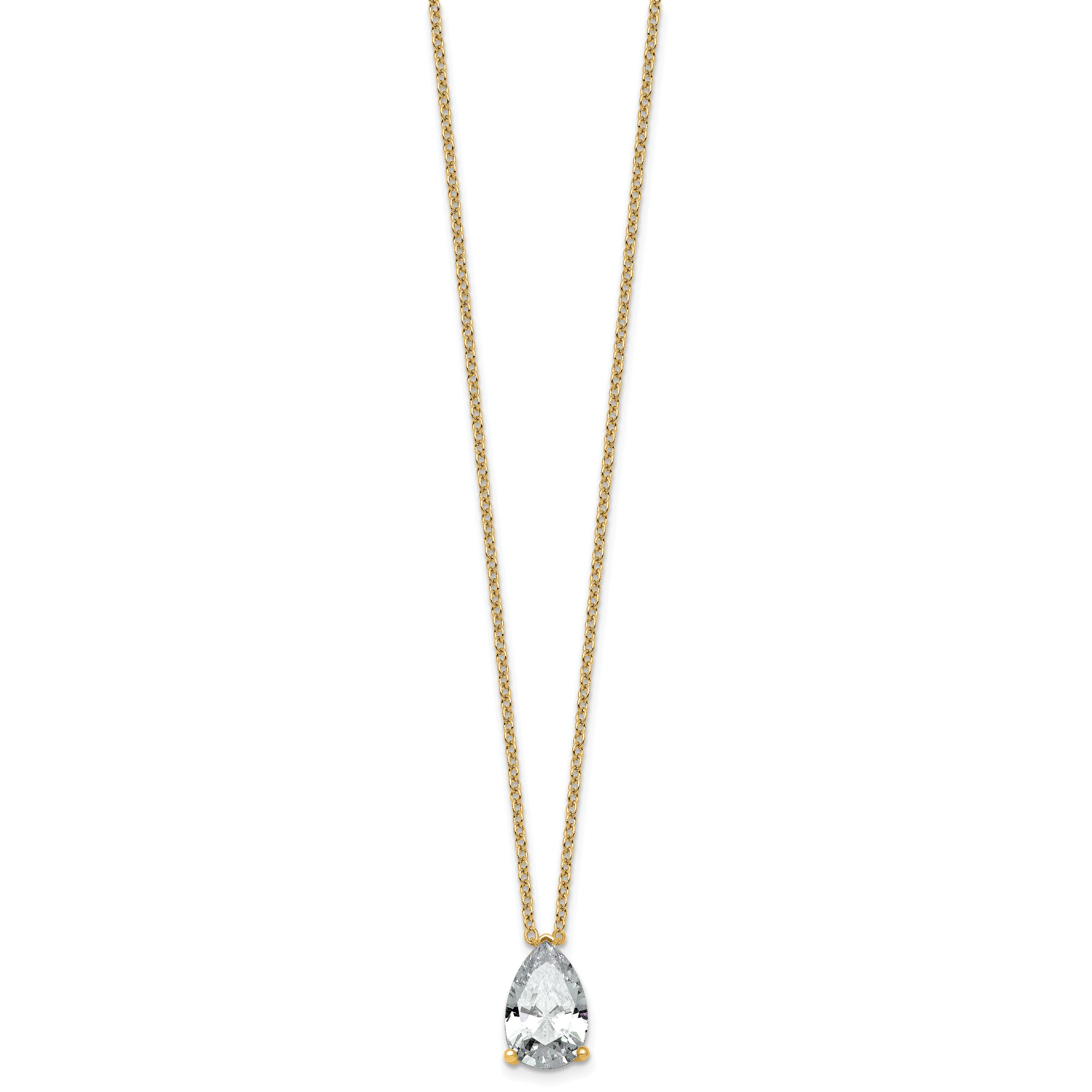 14k 4 carat Certified Lab Grown Diamond VS+ F+ Pear Complete 18 inch Four Prong Pendant Necklace
