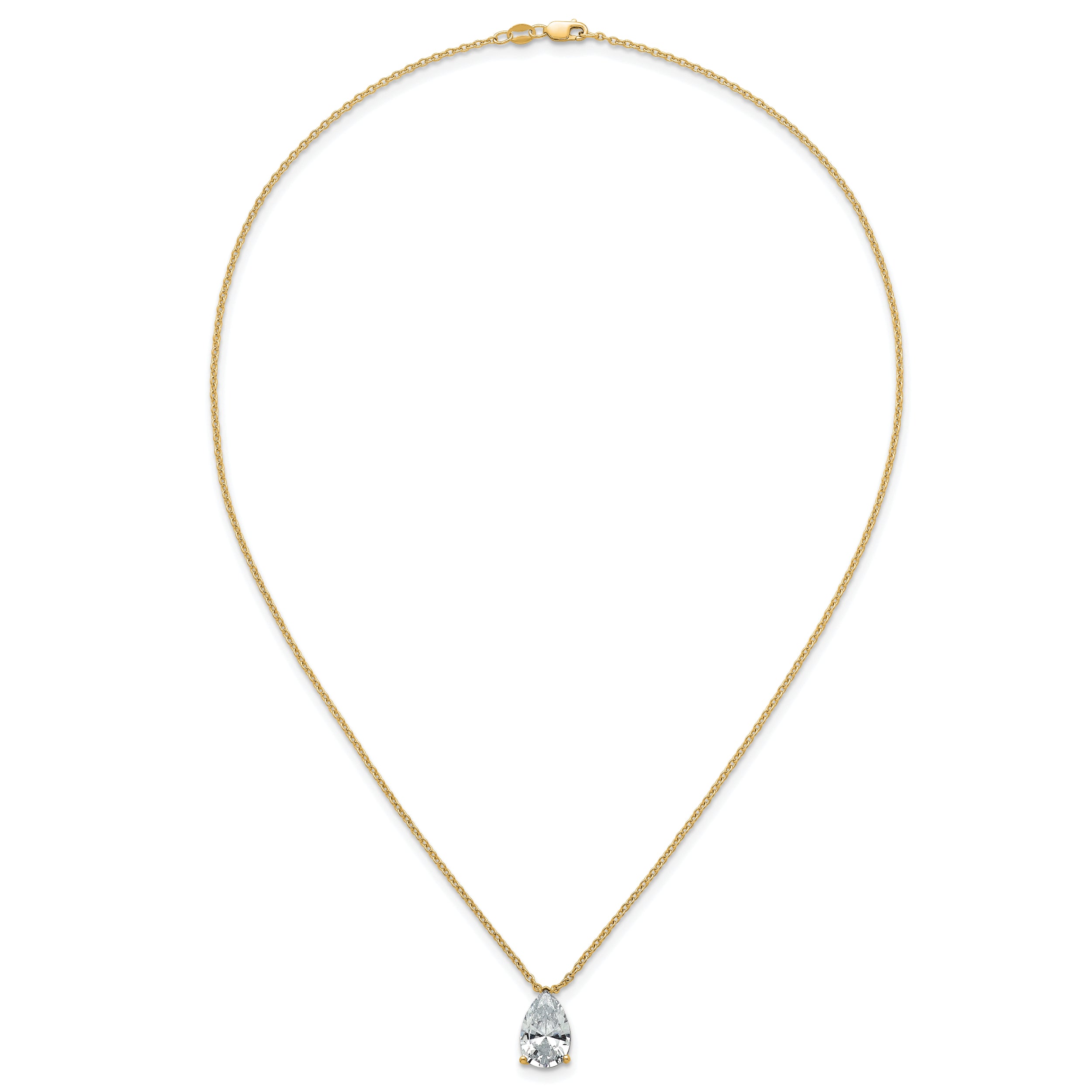 14k 4 carat Certified Lab Grown Diamond VS+ F+ Pear Complete 18 inch Four Prong Pendant Necklace