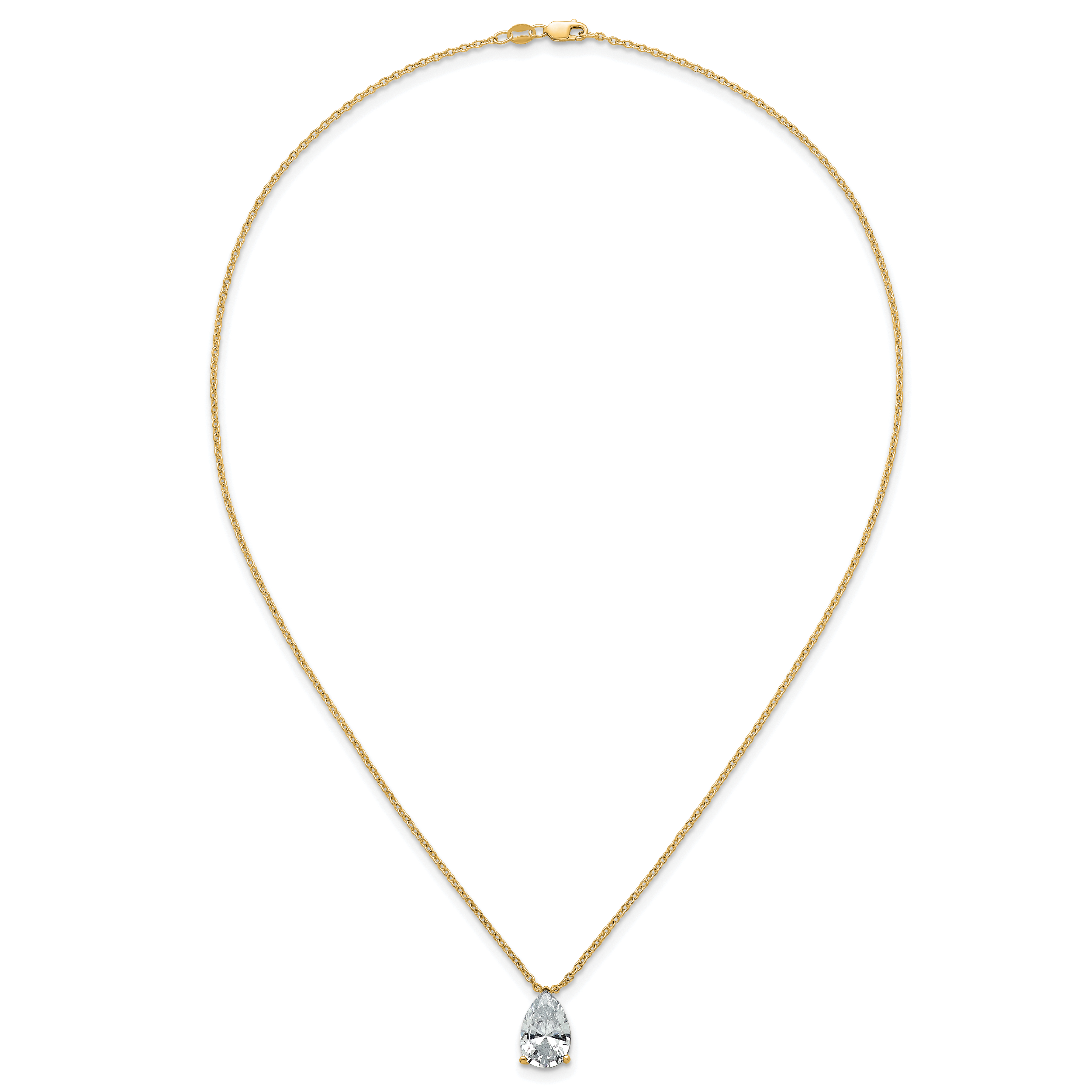 14k 4 carat Certified Lab Grown Diamond VS+ F+ Pear Complete 18 inch Four Prong Pendant Necklace
