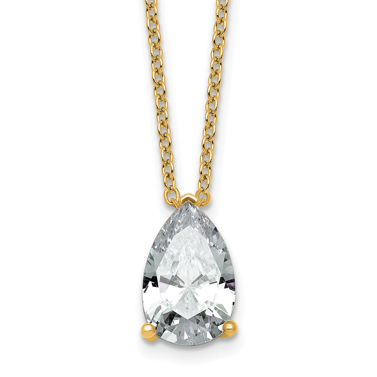 14ky 4ct Cert Lab Grown Dia VS+ F+ Pear Comp 18in Pendant Necklace