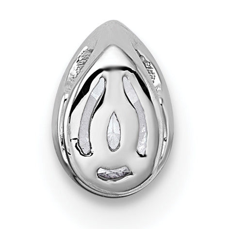 14k White Gold 1/4 carat Lab Grown Diamond VS+ F+ Pear Complete Bezel Set Solitaire Chain Slide Pendant