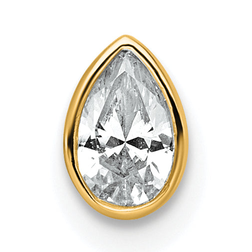 14k 1/4 carat Lab Grown Diamond VS+ F+ Pear Complete Bezel Set Solitaire Chain Slide Pendant