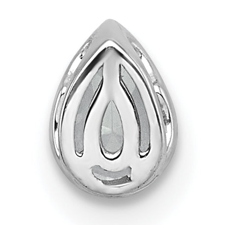 14k White Gold 1/3 carat Lab Grown Diamond VS+ F+ Pear Complete Bezel Set Solitaire Chain Slide Pendant