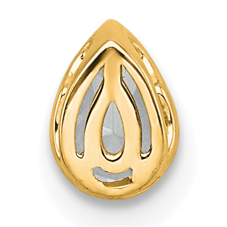 14k 1/3 carat Lab Grown Diamond VS+ F+ Pear Complete Bezel Set Solitaire Chain Slide Pendant