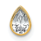14k 1/3 carat Lab Grown Diamond VS+ F+ Pear Complete Bezel Set Solitaire Chain Slide Pendant